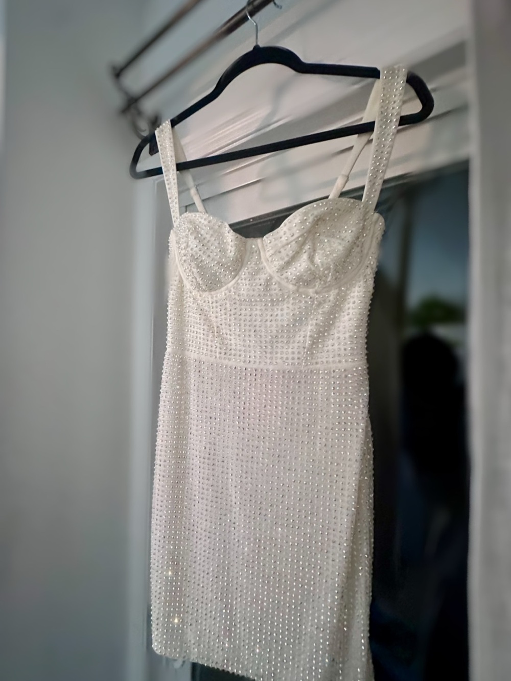 Oh Polly Ivory Beaded Bustier Mini Dress
